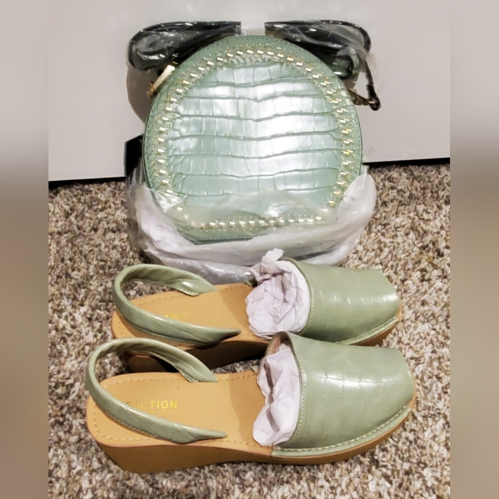 Bundle-Kenneth Cole Glass Wedges (Sz 8) and I.N.C Rilie Circle Top Handle XBody.